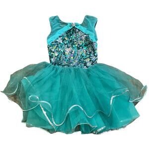 Girl Weissman Green Sleeve Sequin Dance Costume Size 1C